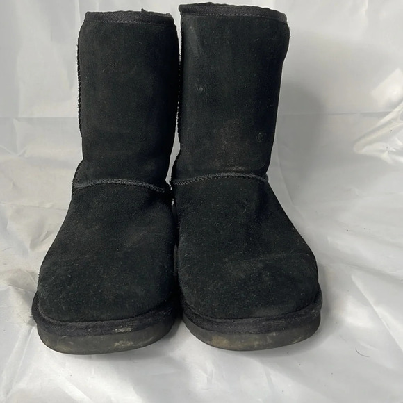 KOOLABURRA by Ugg Black Suede Short Boots Genuine Suede Sherpa Pull-on Size 10 - Picture 3 of 13